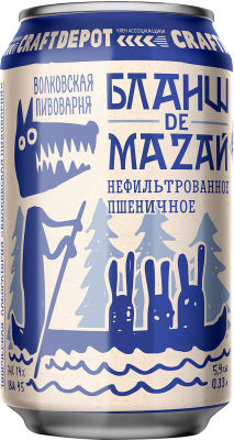 Пиво Волковская пивоварня Бланш де Мазай 5.9% 0.33л