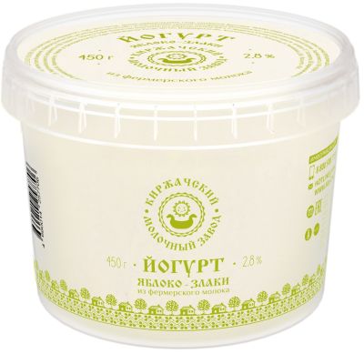 Йогурт Киржачский Яблоко-злаки 3.5% 450г
