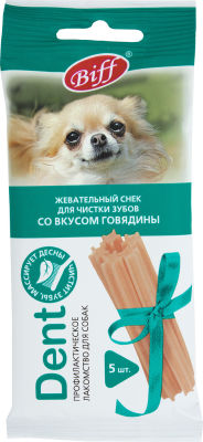 Лакомство для собак Biff Dent жевательный снек для чистки зубов со вкусом говядины 35г