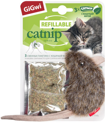 Игрушка для кошек GiGwi Мышка с кошачей мятой