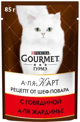 Корм для кошек Gourmet A la Carte Кусочки с говядиной a la Jardiniere с морковью томатом и цуккини 85г