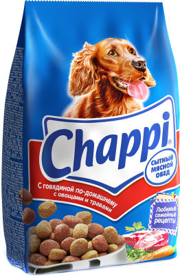 Сухой корм для собак Chappi Сытный мясной обед с говядиной по-домашнему 600г