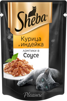 Влажный корм для кошек Sheba Pleasure Ломтики из курицы и индейки в соусе 85г 